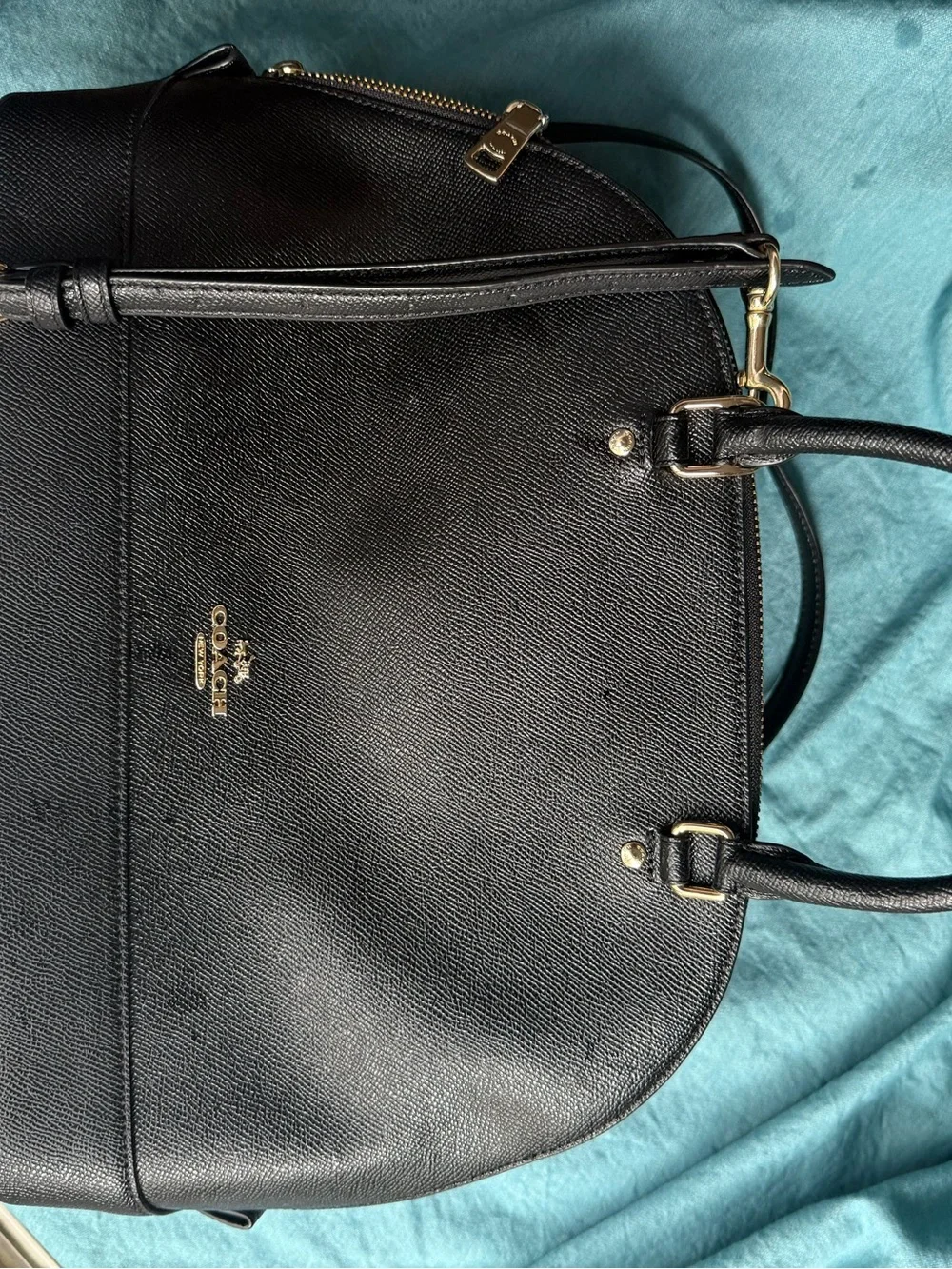 Coach Sierra F57524 Black Crossgrain Leather Satchel Crossbody